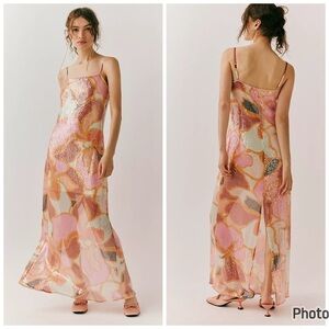 Hutch Lya Dress Vibrant Graphic Floral Sequin Midi Sleeveless‎ XL